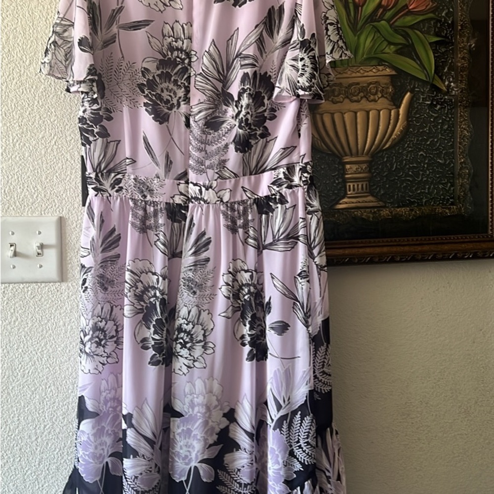 Vince Camuto Black and White Flutter Sleeve Sundress - Picture 2 of 3